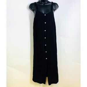 J.Nna Women's Crepe Button Down Square‎ Neck Sleeveless Maxi Dress Size M